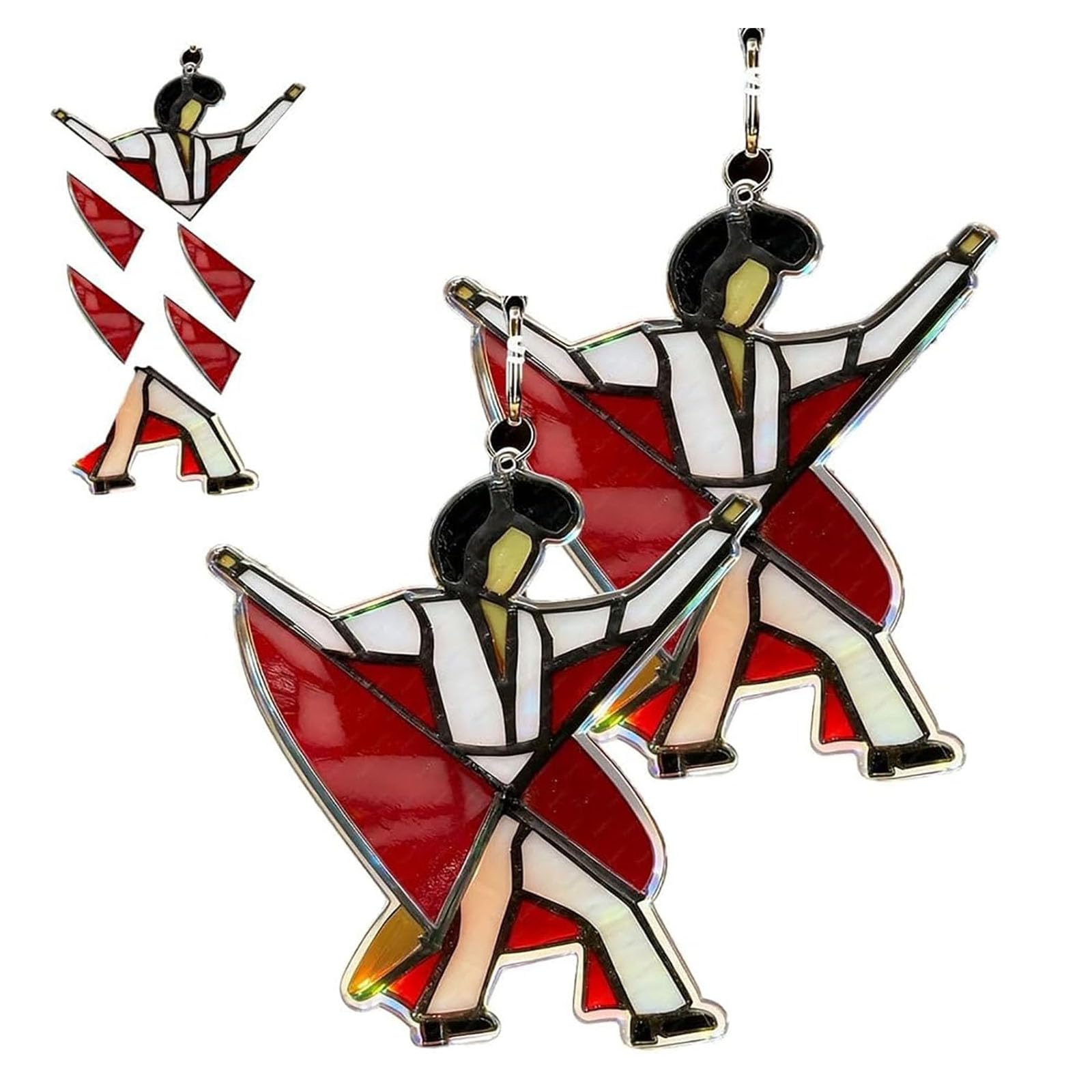 Handmade Stained Glass Spinners, Dancing Pattern for Stained Glass Spinner The Memphis Melody, Kinetic Acrylic Wind Spinner, Sun Catchers Indoor Window, Garden, Patio Porch Decor(A*2pcs)