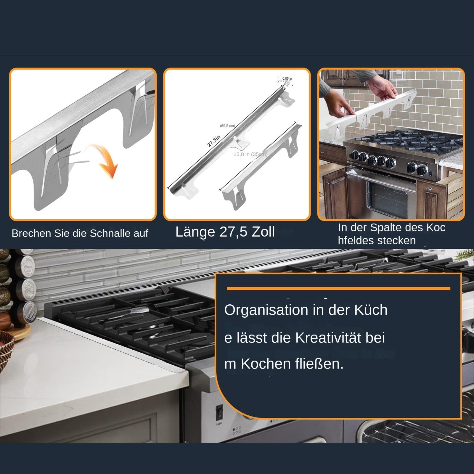 Juego de 2 juntas de sellado para el horno, juego de costuras laterales para el horno, protección para la brecha entre la estufa y la encimera del horno, fácil de limpiar, resistente al calor