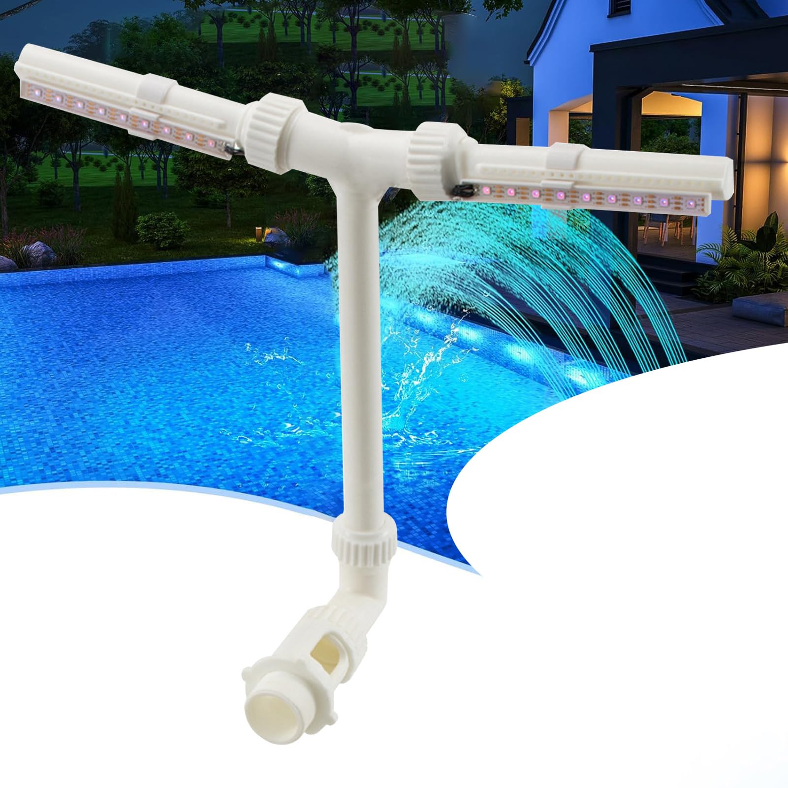 Fuente solar para piscina con luces RGB que cambian de color, rociador ajustable para piscina con control remoto, rociador de cascada para piscinas superiores y enterradas (A)