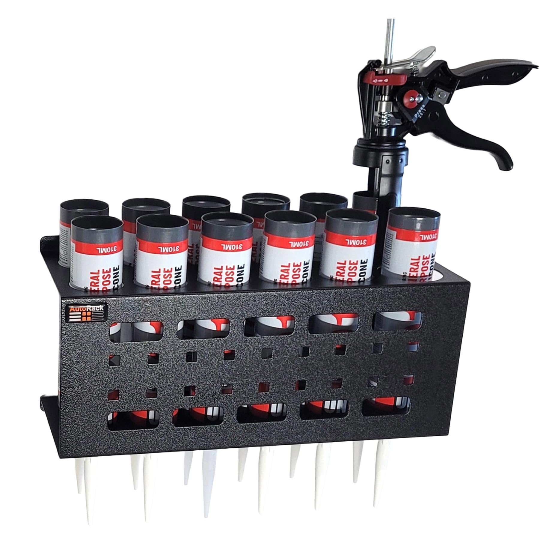 Autorack 12-Tube & 2-Gun Sealant Holder | Steel Van Storage