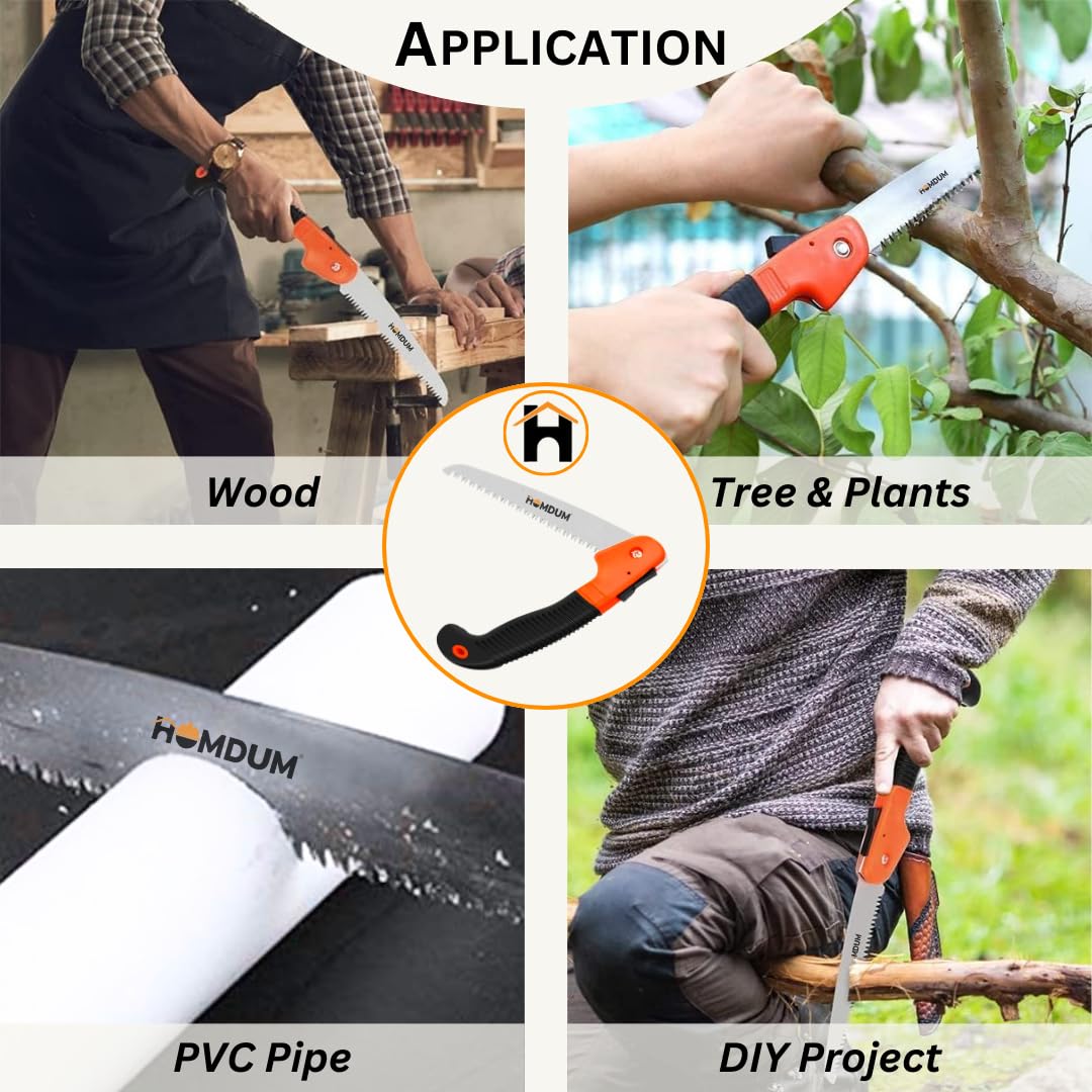 Homdum Folding Pruning Gardening Hand Saw with Secure Lock for Camping, Wood Cutting Tree Branch 1