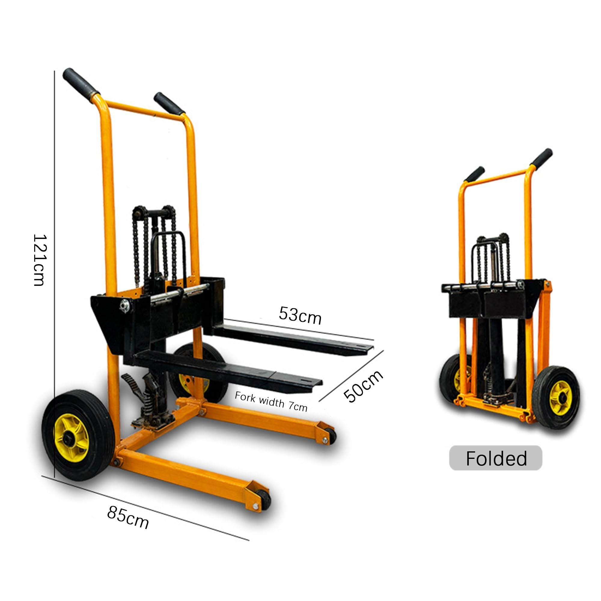 Empileur de treuil de levage pliable, transpalette manuel, capacité de charge de 200 kg, hauteur de levage de 900 mm, rouleaux en nylon pour entrepôt et atelier