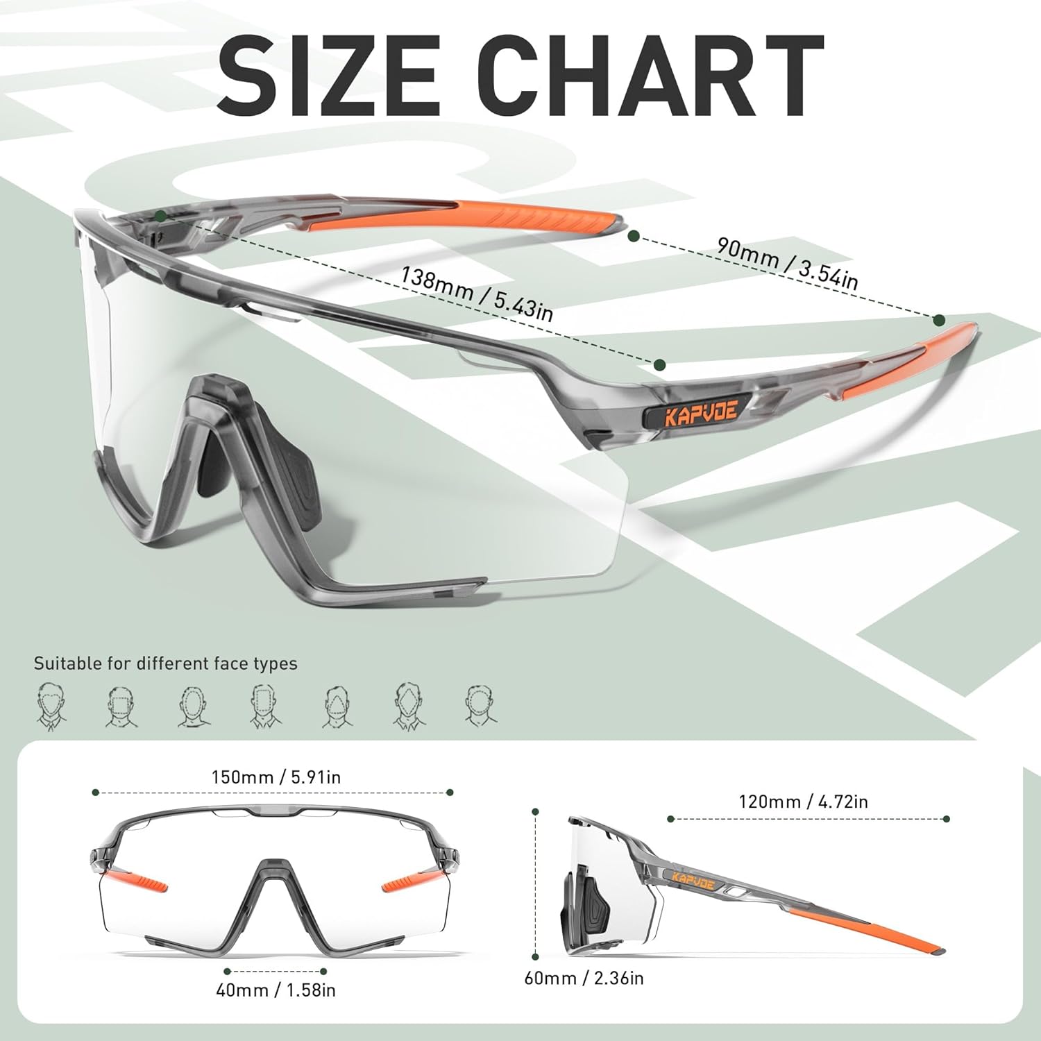 KAPVOE Photochromic Cycling Glasses Men Women Clear Mountain Bike Sunglasses MTB Bicycle Riding Sports Triathlon - K170 - Image 4