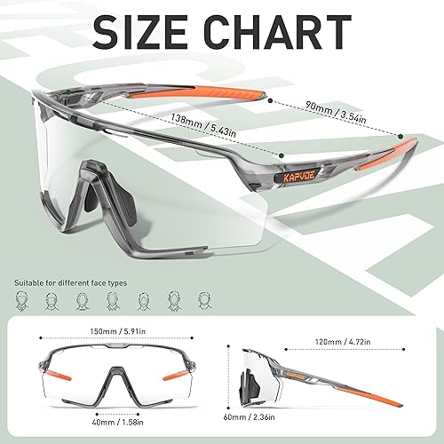 Miniatura 4 de KAPVOE Photochromic Cycling Glasses Men Women Clear Mountain Bike Sunglasses MTB Bicycle Riding Sports Triathlon - K170