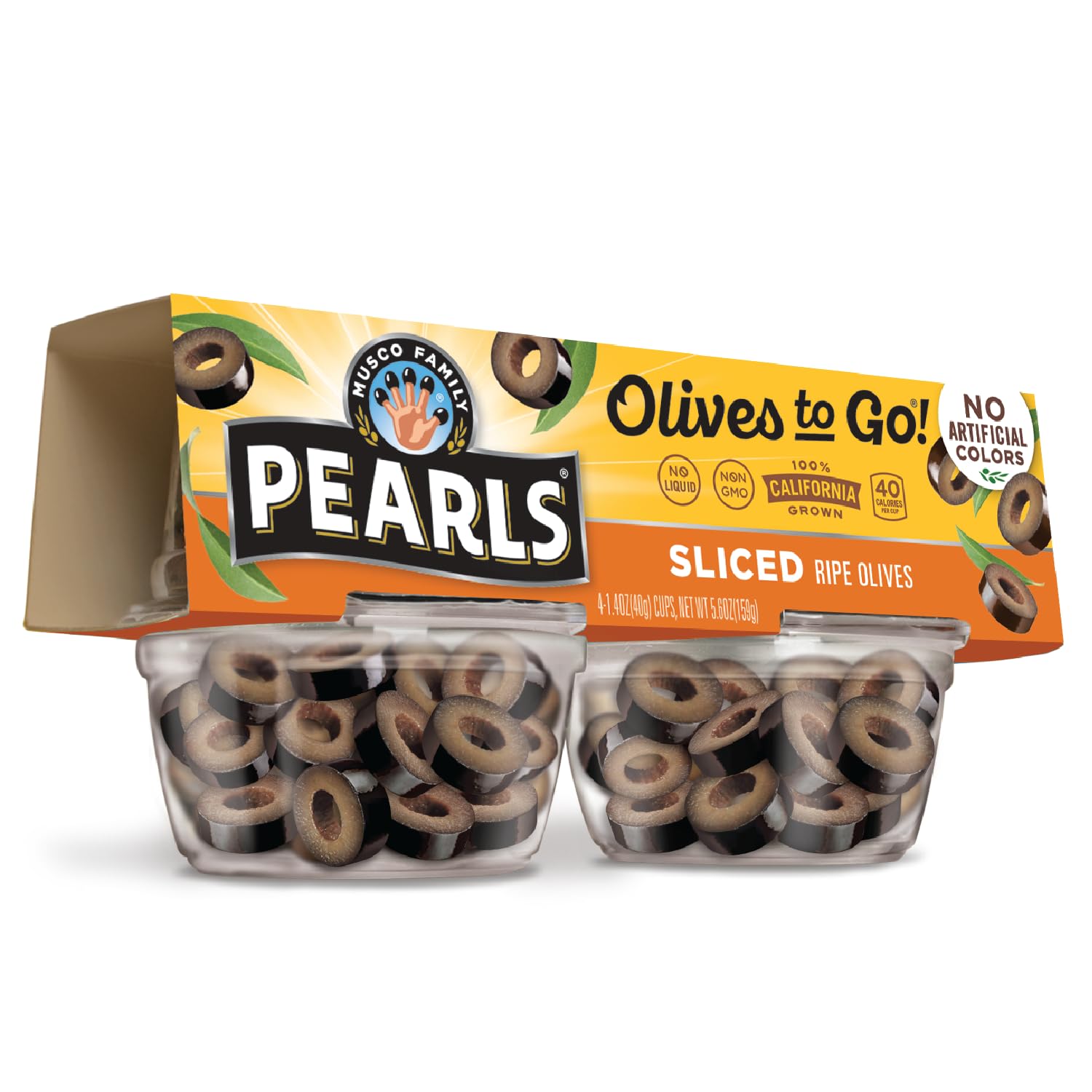Pearls Olives To Go! Sliced Ripe Olives, Pack of 24, 1.4 oz Cups