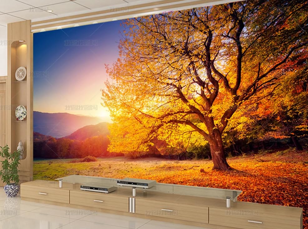 Papier peint intissé feuilles d'érable d'automne géant pour grand mur salon 350x256 cm