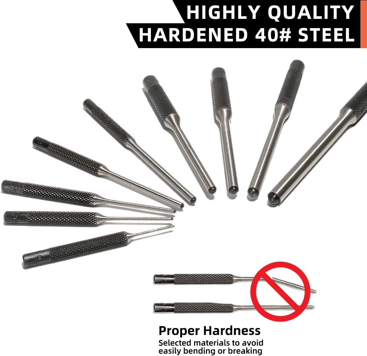 BESTNULE Roll Pin Punch Set, Punch Tools with Pin Holder, Made of Solid Material with Oxford Packet, Ideal for Automotive, Watch Repair,Jewelry and Craft - - 