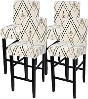 Vista 9 de SearchI - Juego de 4 fundas para taburetes de bar de jacquard, fundas elásticas y lavables para taburetes de bar, fundas para sillas de altura