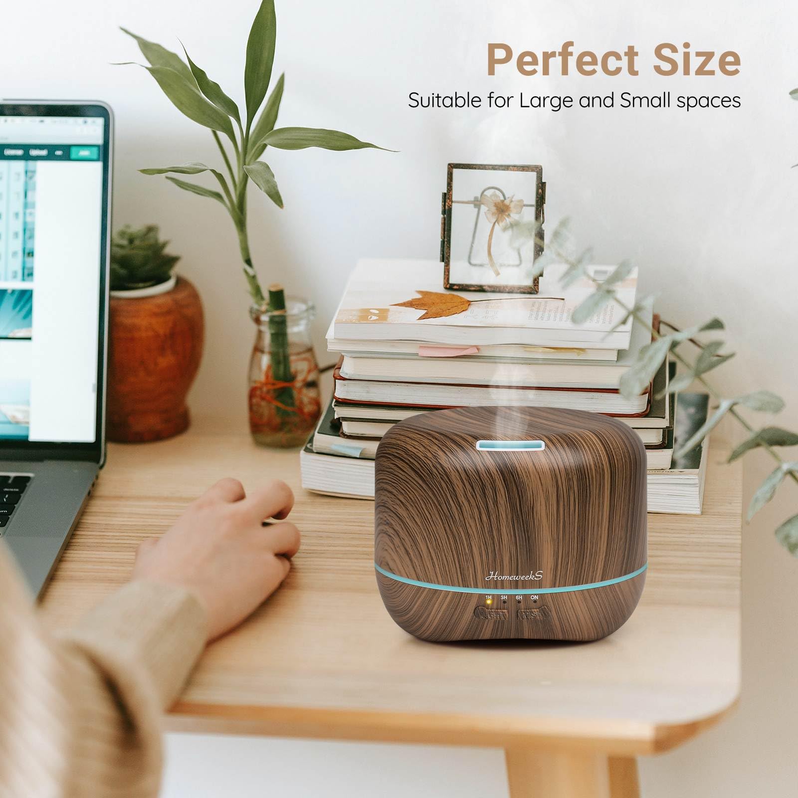 Diffusore di oli essenziali per aromaterapia per ambiente: umidificatore d'aria profumo profumo nebbia fredda diffusore luci colorate legno carino piccolo grande senz'acqua spegnimento automatico