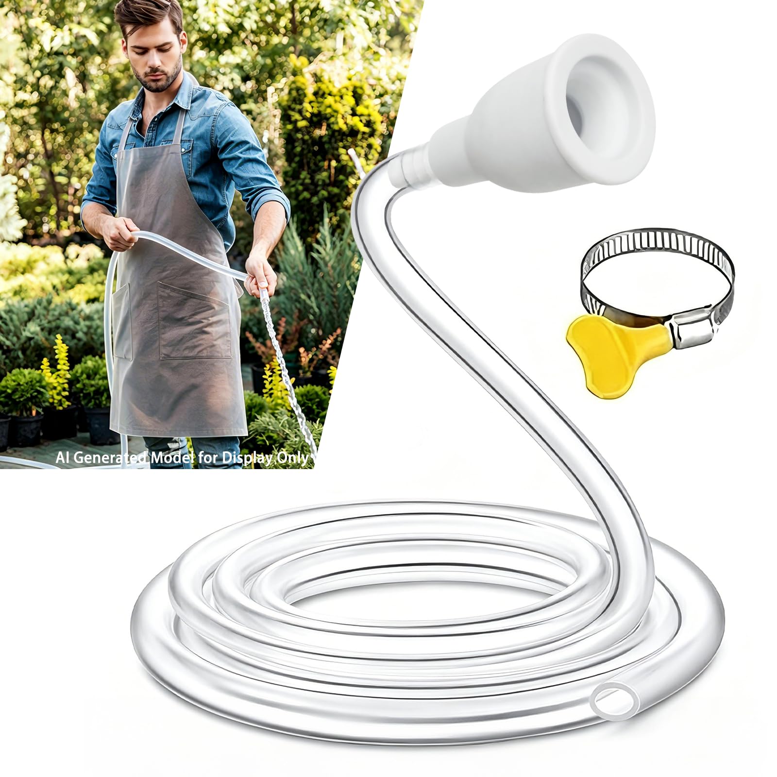 Photo 1 of 10 FT Faucet Hose Adapter for Sink, Transparent PVC Extra Long Hose and Faucet Connector with Hose Clamp for Bucket, Garden, Sink, Pet Bathing