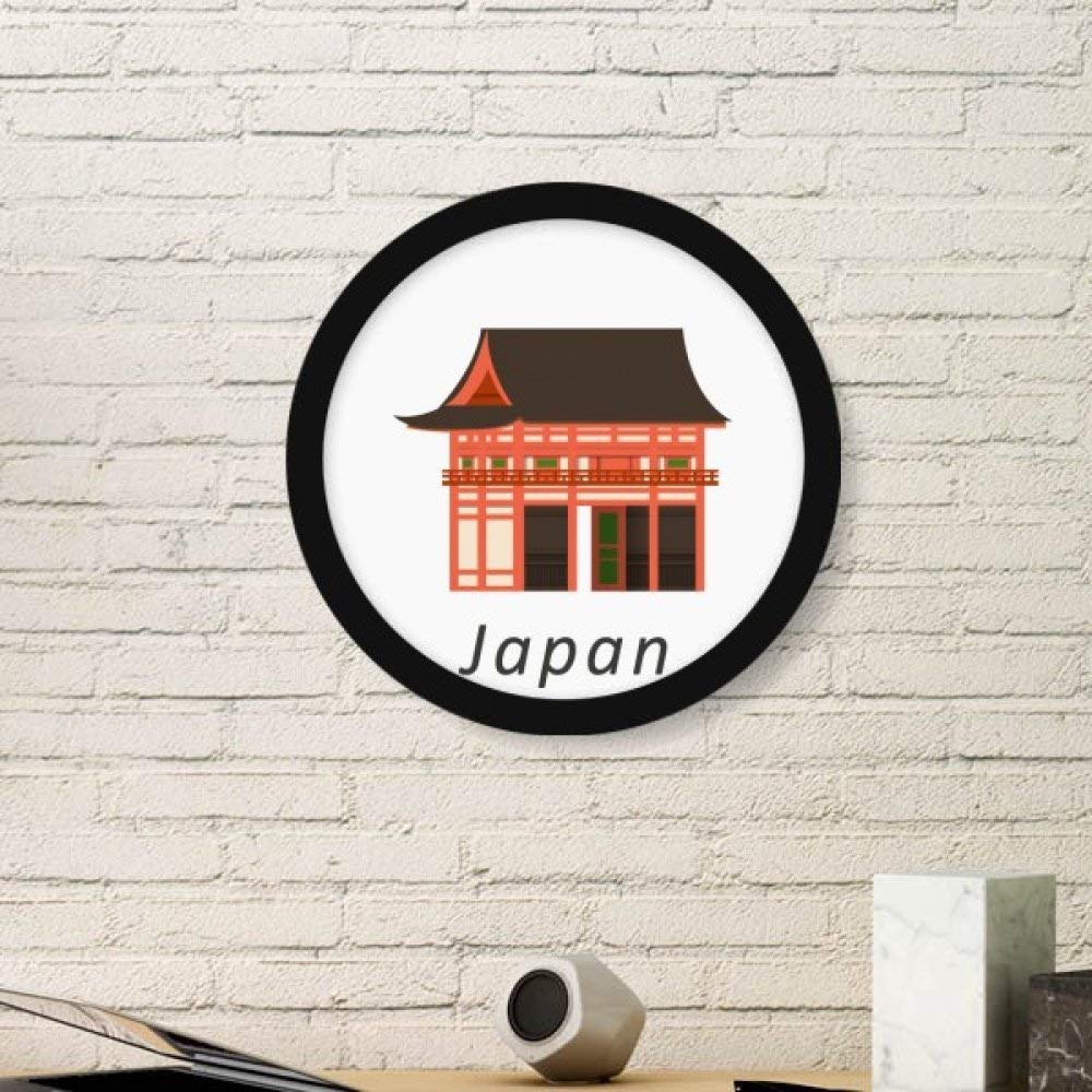 Pintura japonesa de Edo tradicional en marco de fotos redondo negro de pared