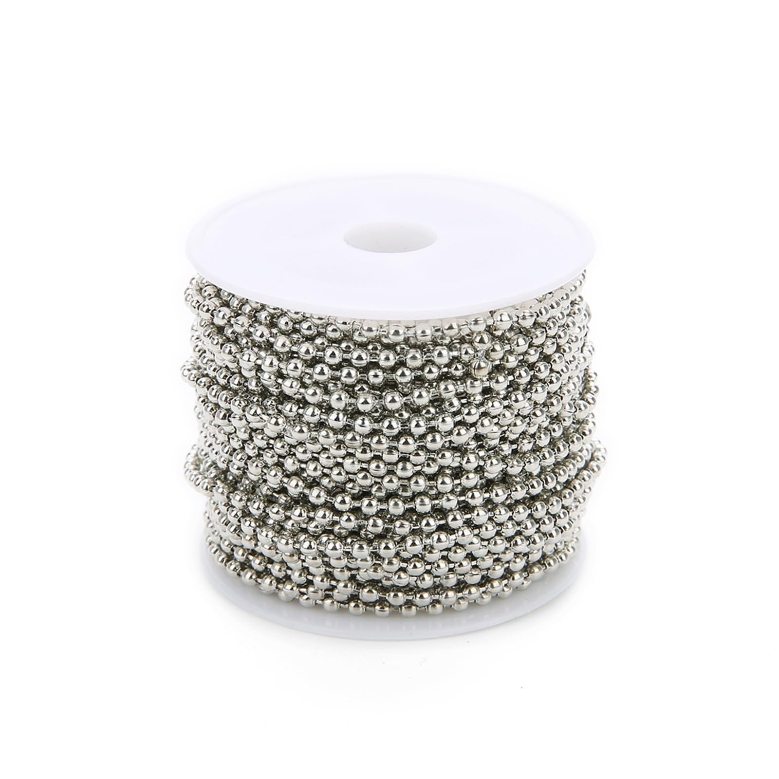 Łańcuszek z koralików, Bead Chain Connector for DIY Jewelry Making Bracelet 30 Yards Round Ball(Rhodium,2.4mm)
