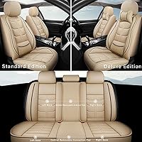 Vista 42 de URINOVET Funda de cuero para asiento de automóvil, fundas de asiento de lujo impermeables para KIA Forte Koup 2010-2016 (juego completo, café)