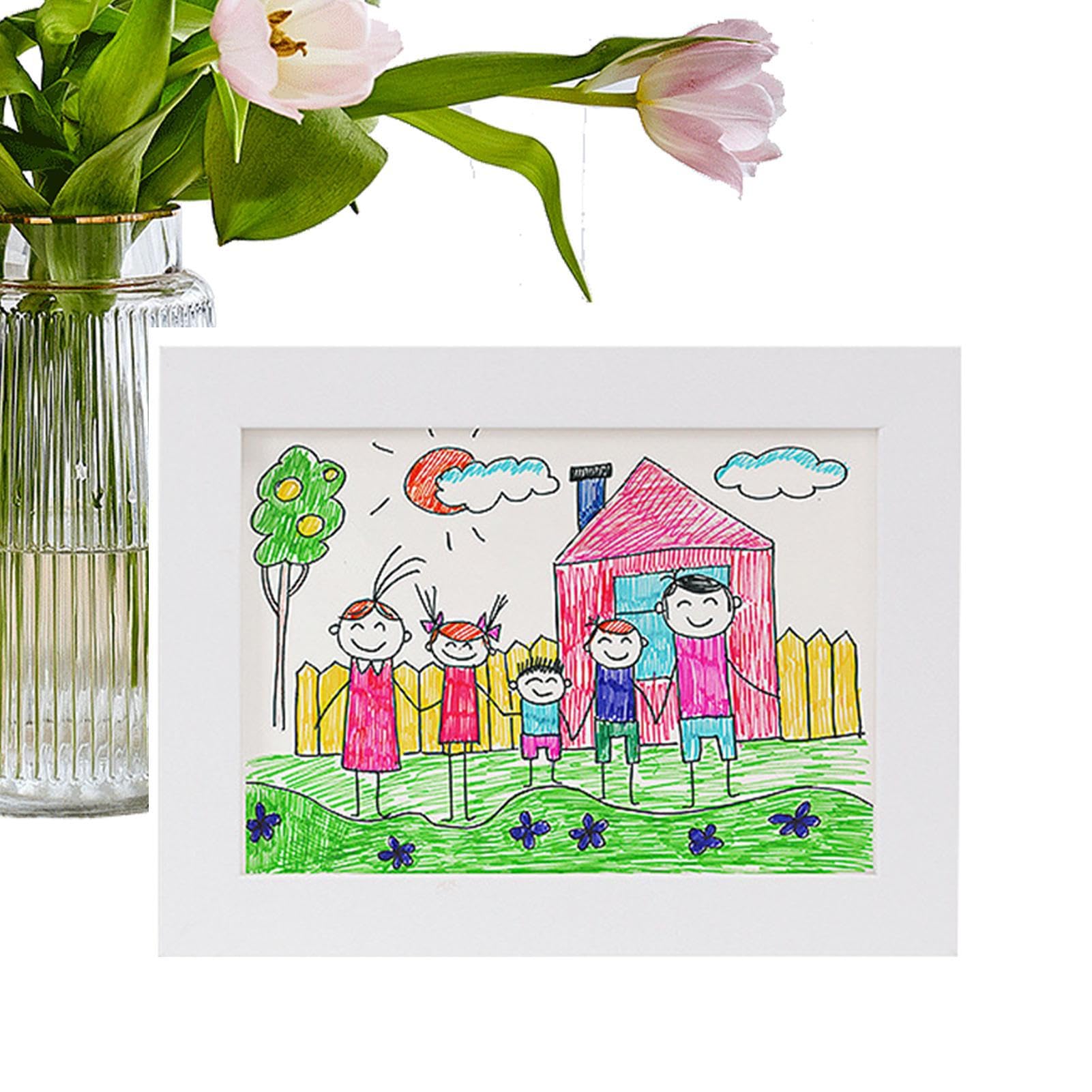 Huxibai Frames For Kids Artwork,Changeable Art Display For Kids Artwork - Open Front Box Holds 50 Sheets Large Capacity Craft Storage Organizer For Paintings Kindergarten