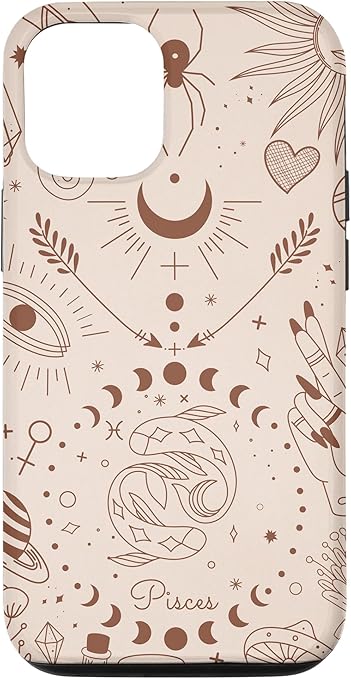 Galaxy Moon Phases Celestial Cute Zodiac Sign Pisces Case for iPhone 12/12 Pro
