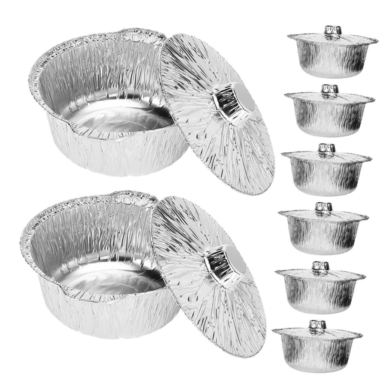 Marmites jetables en aluminium 2000ml pour éviter la corvée de vaisselle lot de 8