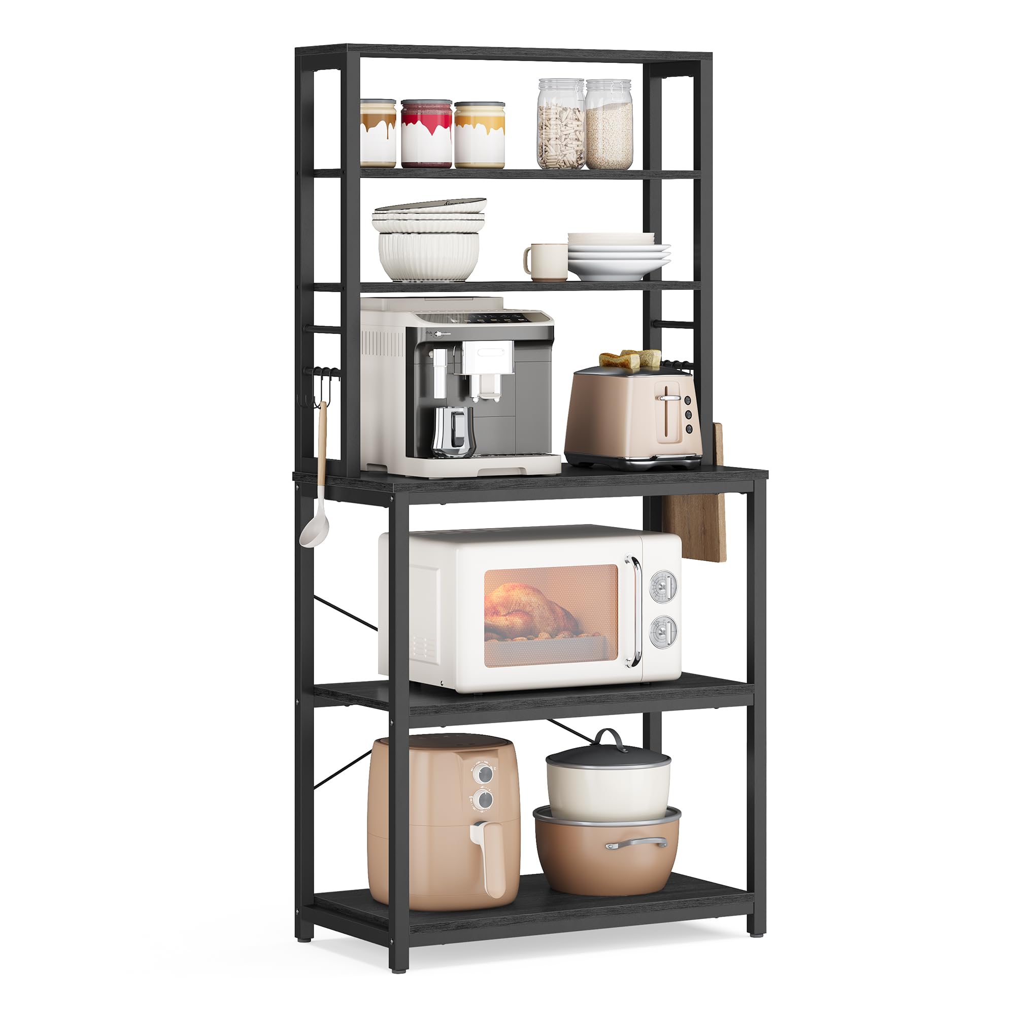 VASAGLE Coffee Bar, 23.6 Inches 6-Tier Baker's Rack with 6 Hooks