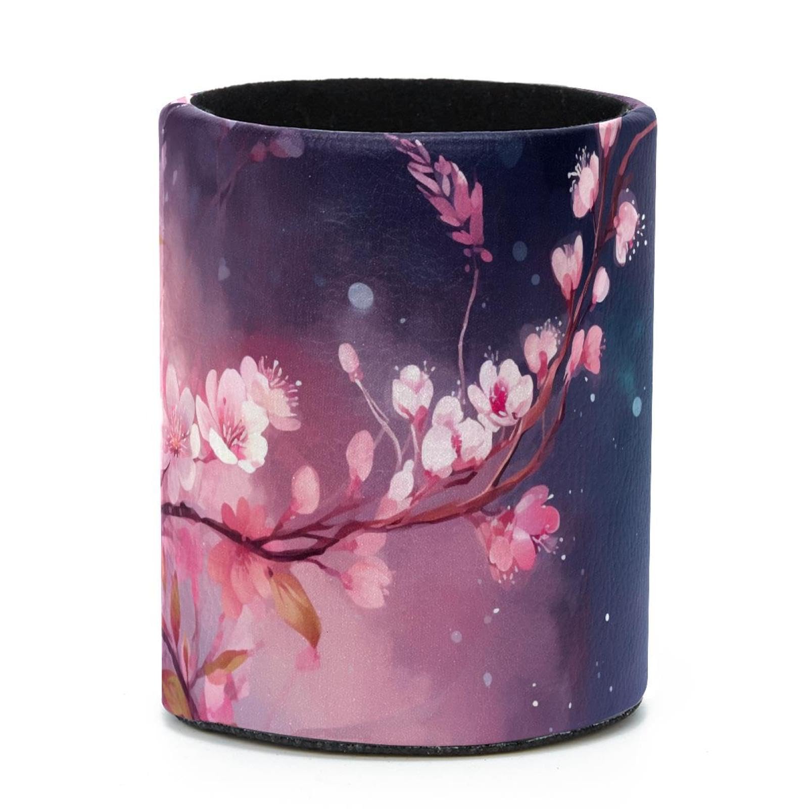 VAPOKF Round Pencil Holders for Desk, Cherry Blossoms Pen Holders Pen Pot Makeup Brushes Storage Desktop Stationery Supplies Organiser for Home Office