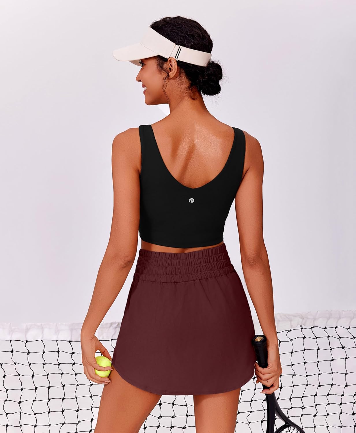 PINSPARK Golf Skirts for Women High Elastic Waisted Athletic Skort 2 Pockets Curved Hem Tennis Skirt for Pickleball Workout - Image 3