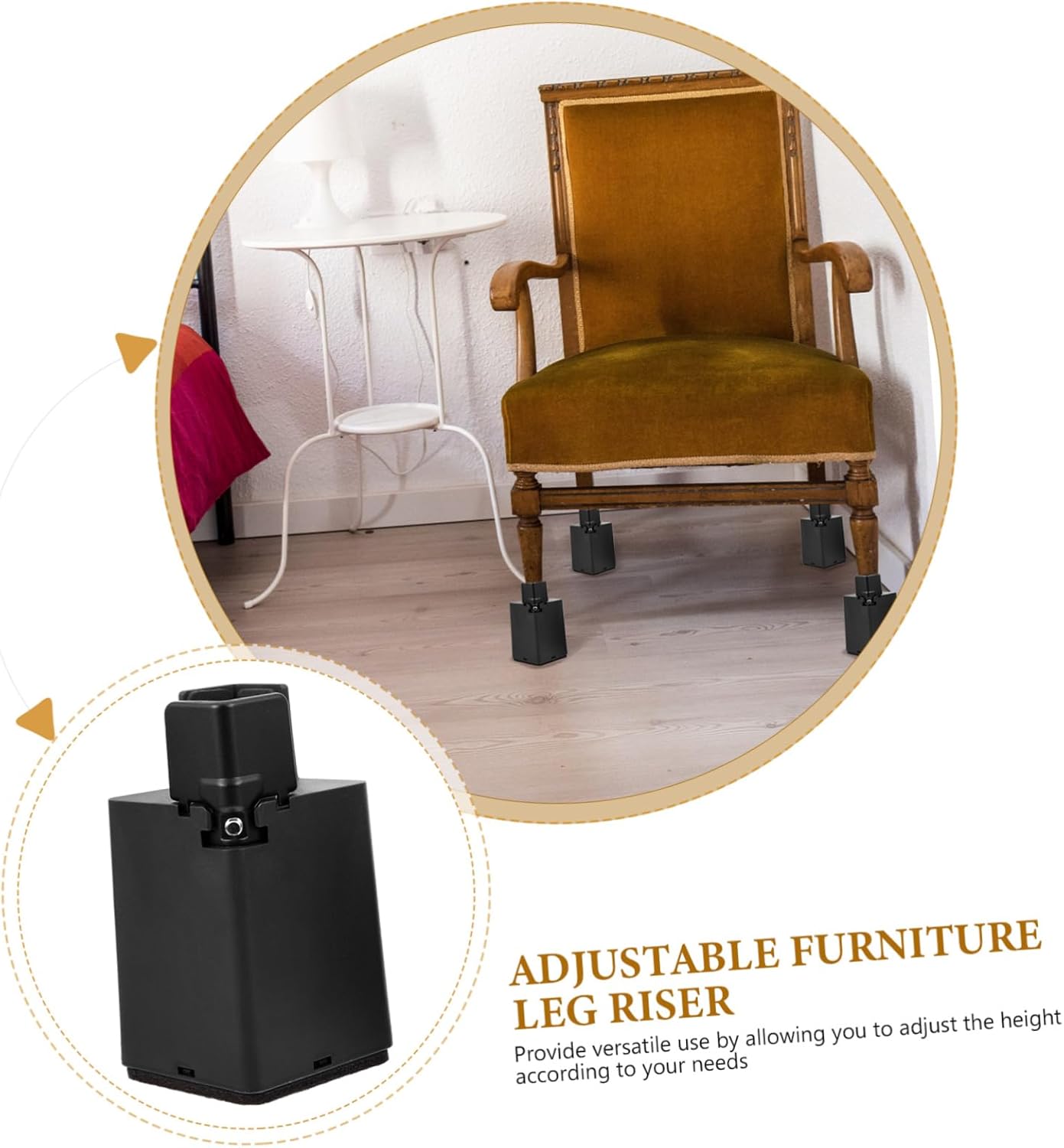 4pcs Bed Risers Furniture Risers Heavy Duty Adjustable Floor Pads for Couch