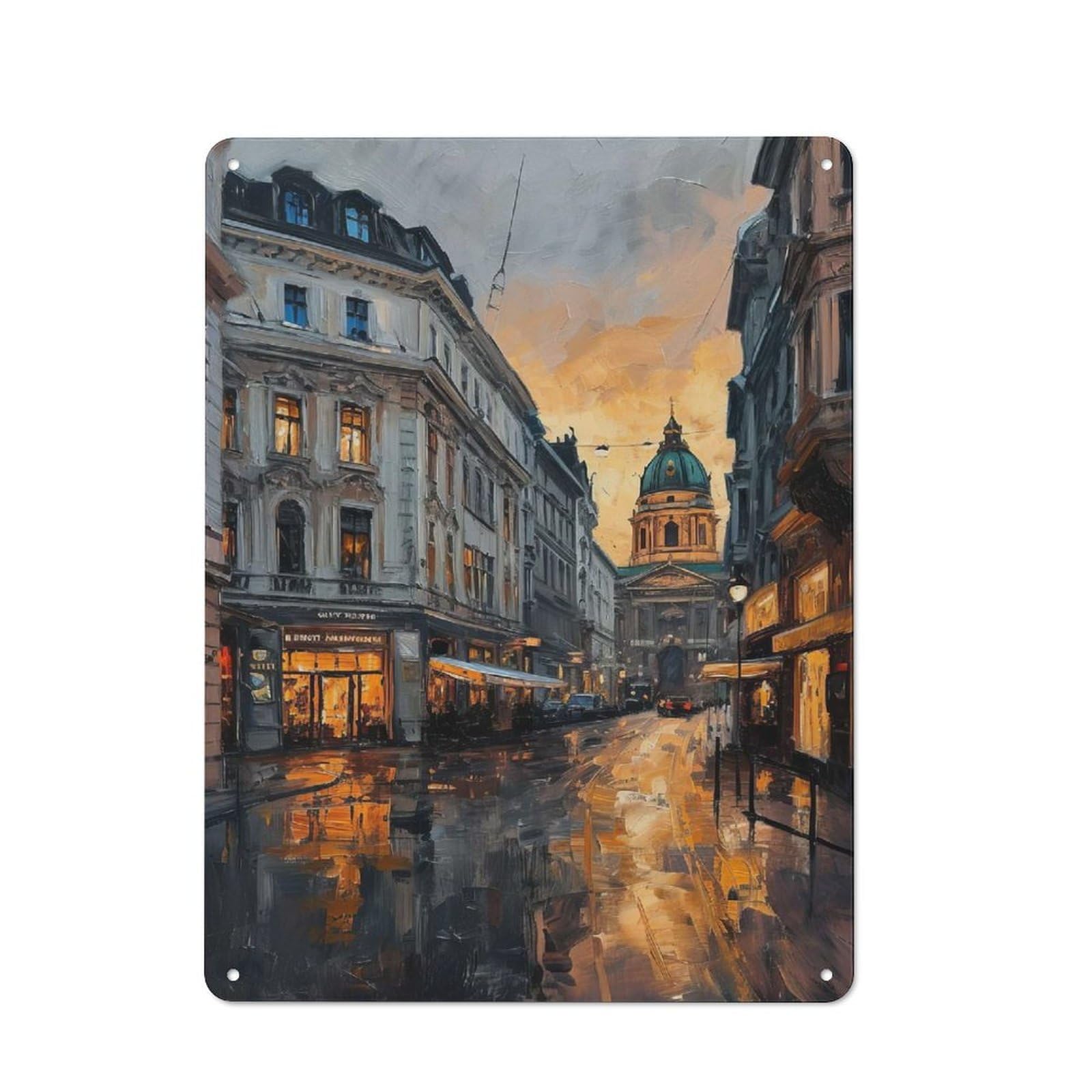 Gran Via Nightlife Metal Wall Sign 40x30cm, Retro Decor for Workshop Wall, for Garage, Workshop And Man Cave Decoration