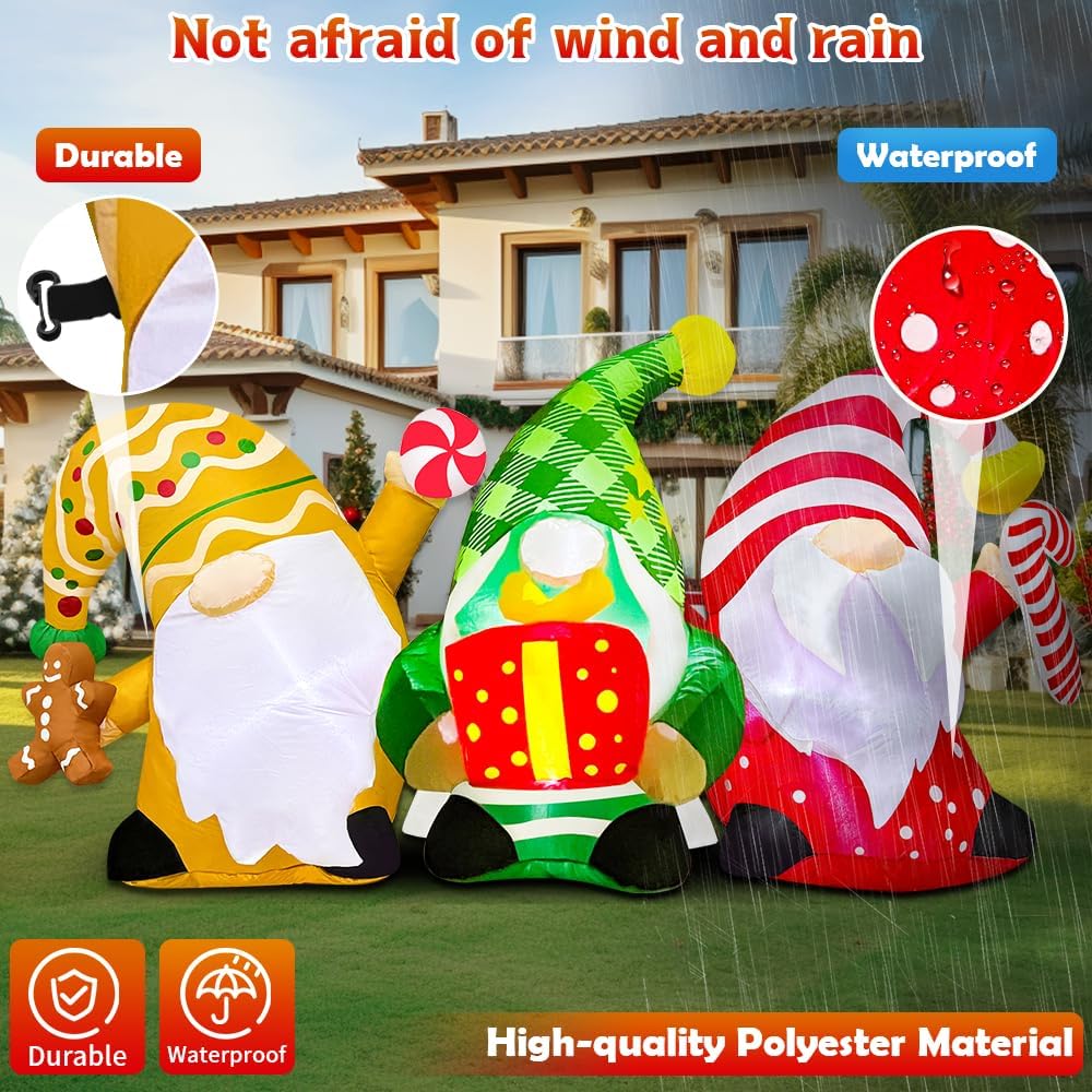 KOOY 6FT Christmas Inflatables Outdoor Decorations Inflatable Christmas Gnomes Blow up Yard Decorations Built in LED Lights for Xmas New Year Party Lawn Holiday Winter Xmas Décor