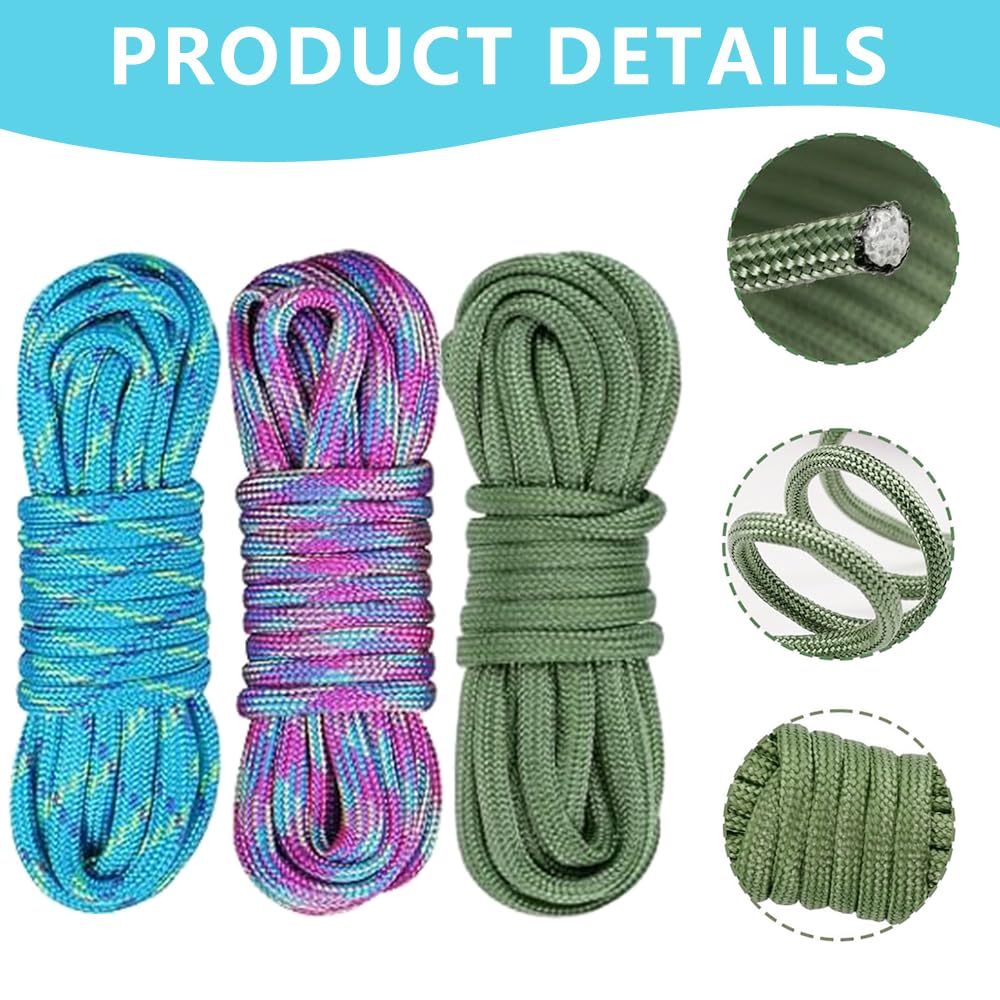 Kit combinado de cuerda de paracaídas 550 de 36 colores, cuerda de paracaídas de 10 pies, 4 mm, cuerda de paracaídas 550, cuerda de nailon de 7 hebras, cuerda de supervivencia al aire libre, llavero