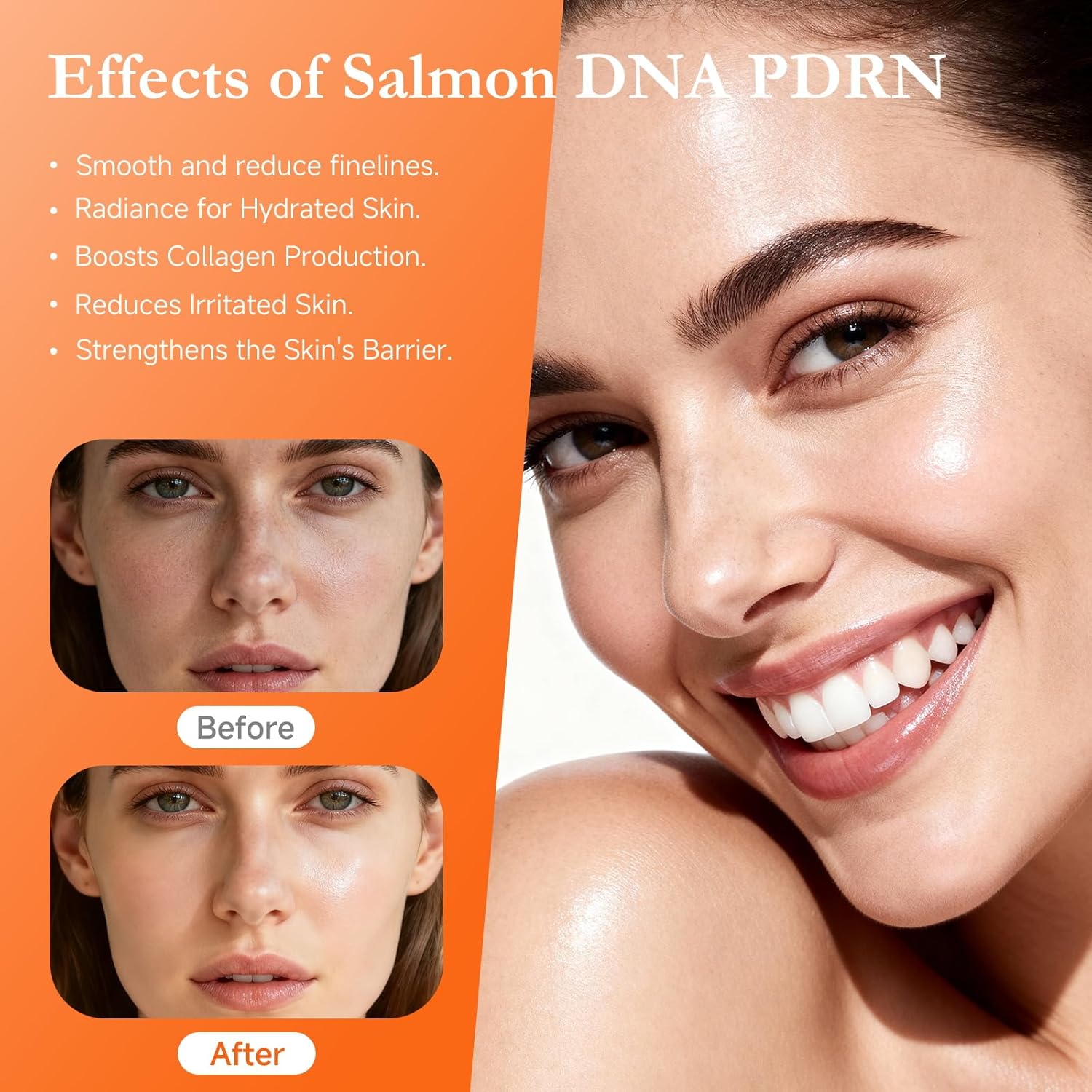 Salmon DNA Serum,99% PDRN Serum For Face Anti Aging One Day With Recombinant Collagen,Glutathione,Hyaluronic Acid,Korean Skin Care For Deep Hydration,Firming & Uneven Skin Tone,0.07 Fl.Oz x 15e - Image 2