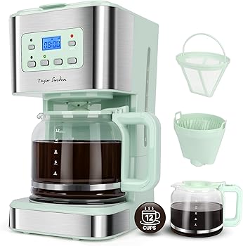 Taylor Swoden Cafetera Goteo 12 Tazas con Filtro Permanente, Programable 24h, Función de Apagado de Pantalla, Función AutoClean, Sistema Antigoteo, Función Mantener Caliente, Sin BPA, 950W, Verde0