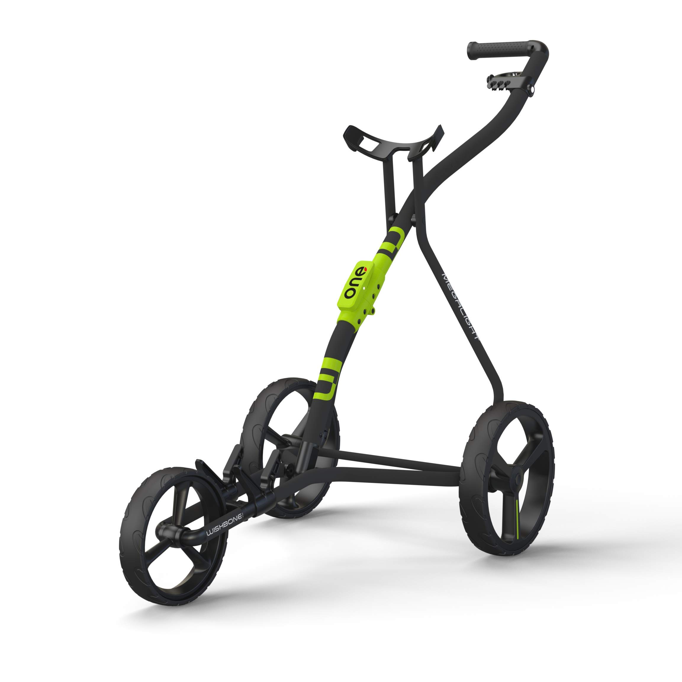 WISHBONE ONE - Trolley da golf pieghevole a 3 ruote, per borsa da golf, super leggero e facile da piegare, sistema Tri Card a 3 ruote, flessibile per tutte le borse e set da golf (carbonio)