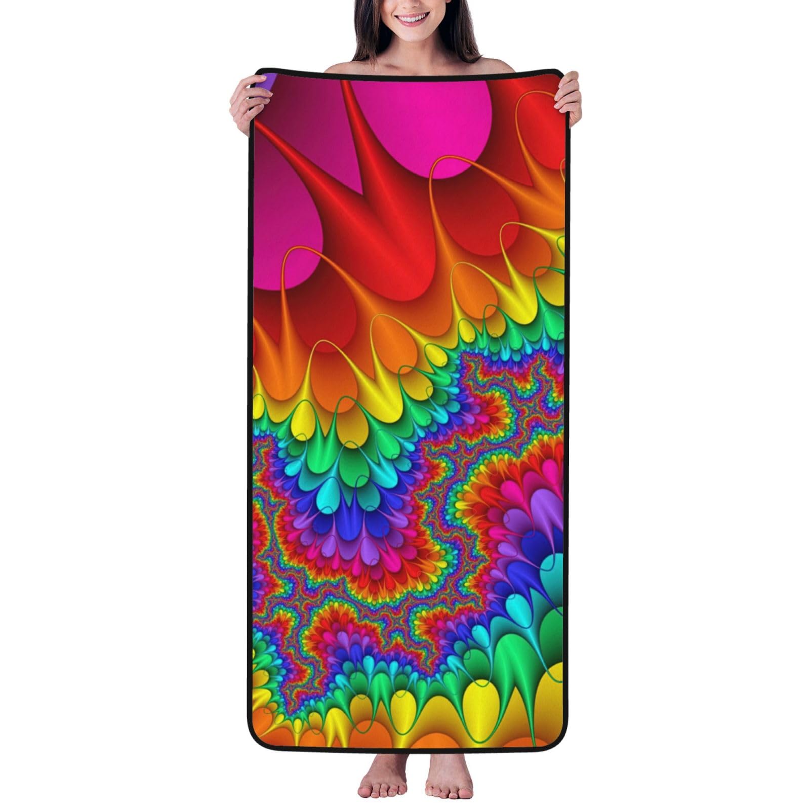 JBJGKHLP Rainbow Tie Dye-Red Print Women Men Couples Coral Velvet Bath Towel Ultra-Soft For Home Bathroom Travel