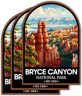 (3 Psc) Bryce Canyon National Park Sticker - Nature Decal - Camping Decal for Nature Lover Or Camper - Hiking Inspired Gift for Friends - Sticker 3 Inch for Laptop Water Bottles