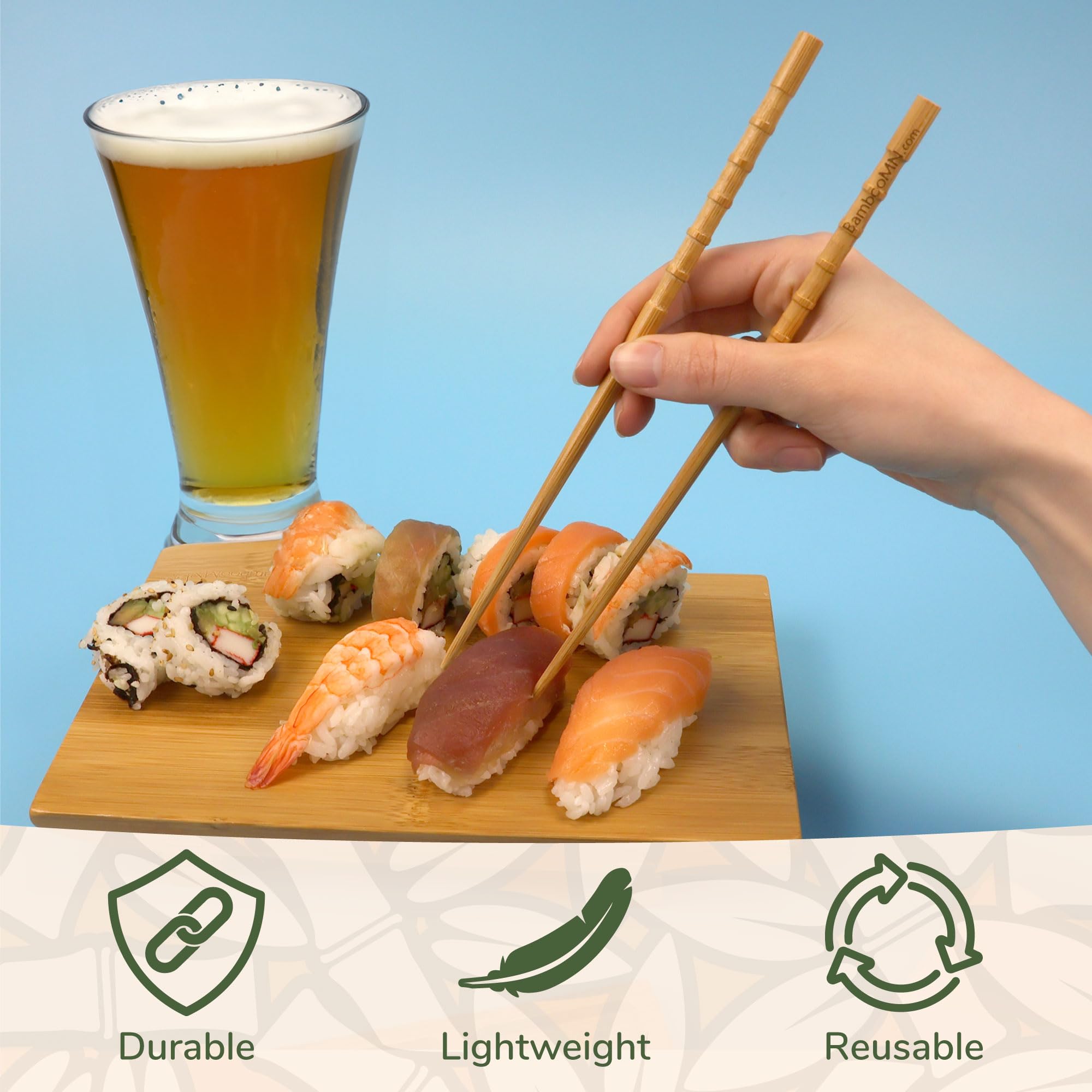 BambooMN - Lot de 36 baguettes japonaises en bambou de 22,9 cm