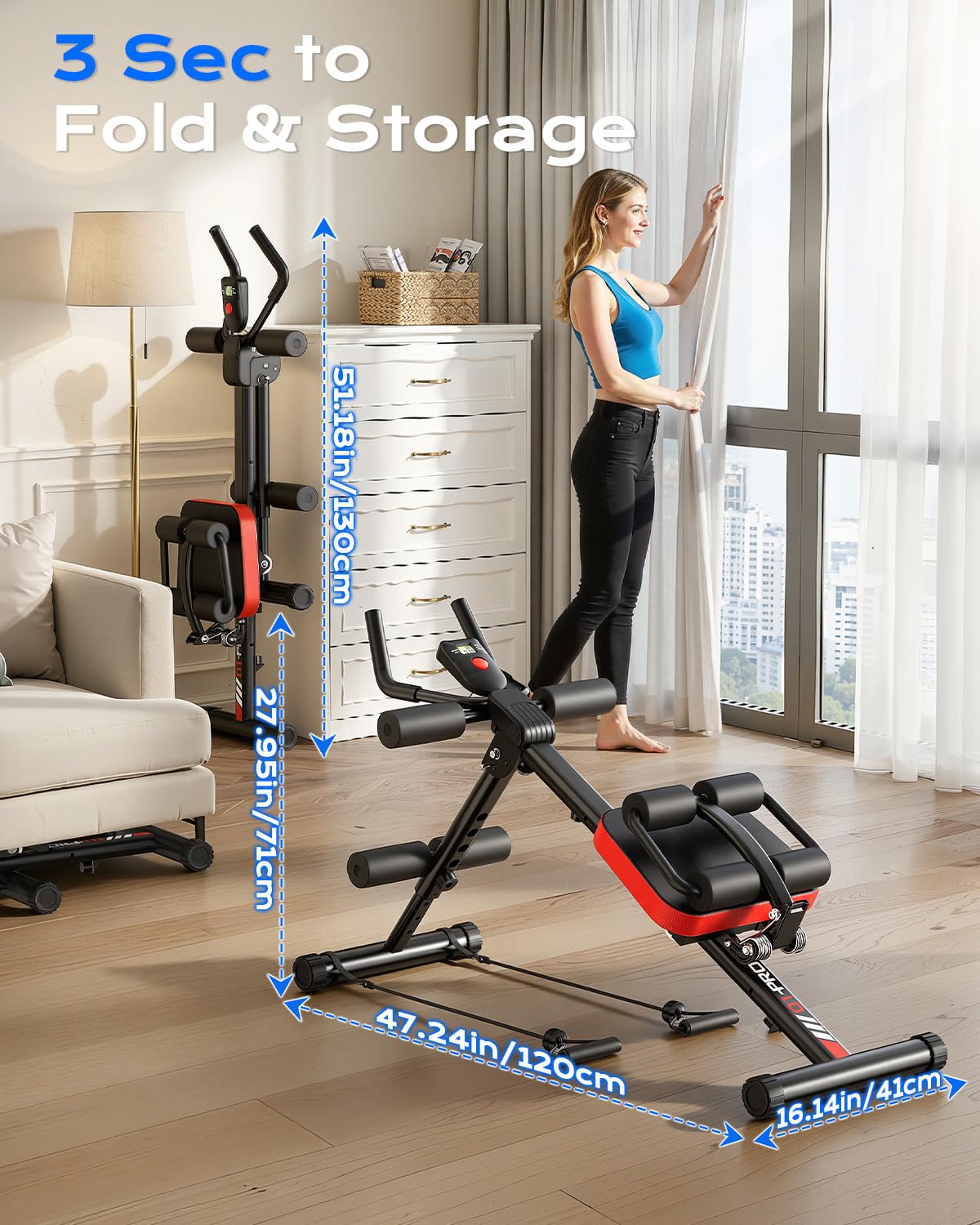 Dskeuzeew Bauchtrainer verstellbarer Bauchmuskeltrainer für Heim-Fitnessstudio mit LCD-Display und Abdominal Ab trainer Widerstandsbändern zusammenklappbares Trainingsgerät für Bauch max.150 kg