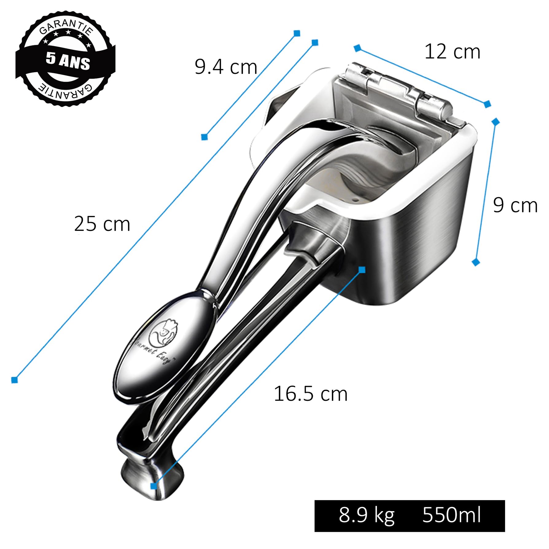 Gourmet Easy Presse-Agrumes Manuel Inox 304, Presse-Citron & Citron Vert