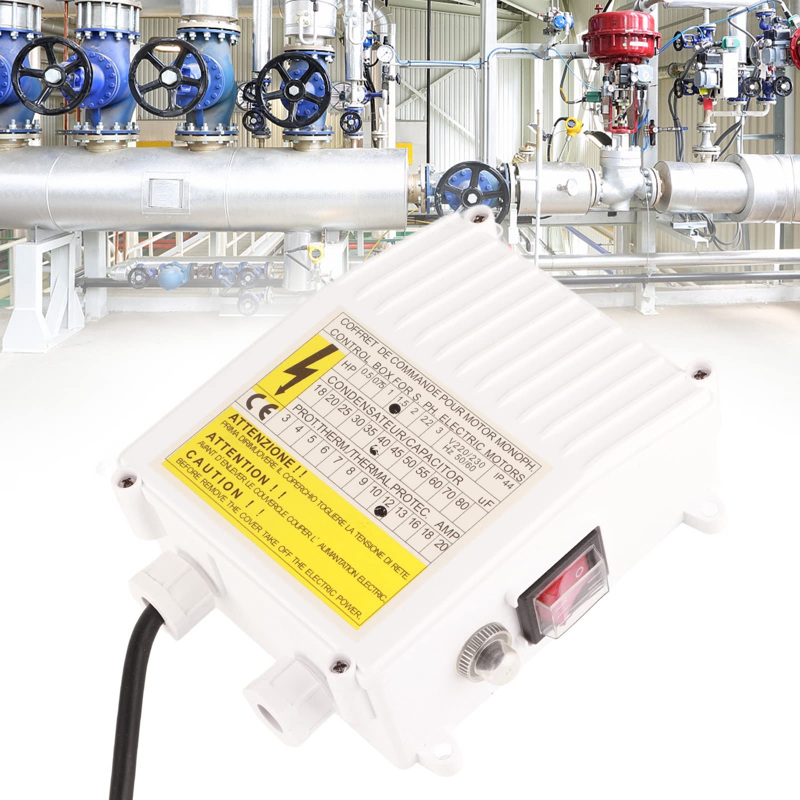 Scatola di Controllo della Pompa per Pozzi Profondi, Scatola di Controllo Esterna della Pompa Sommergibile Controller Interruttore Automatico di Protezione Termica (1100 W Spina