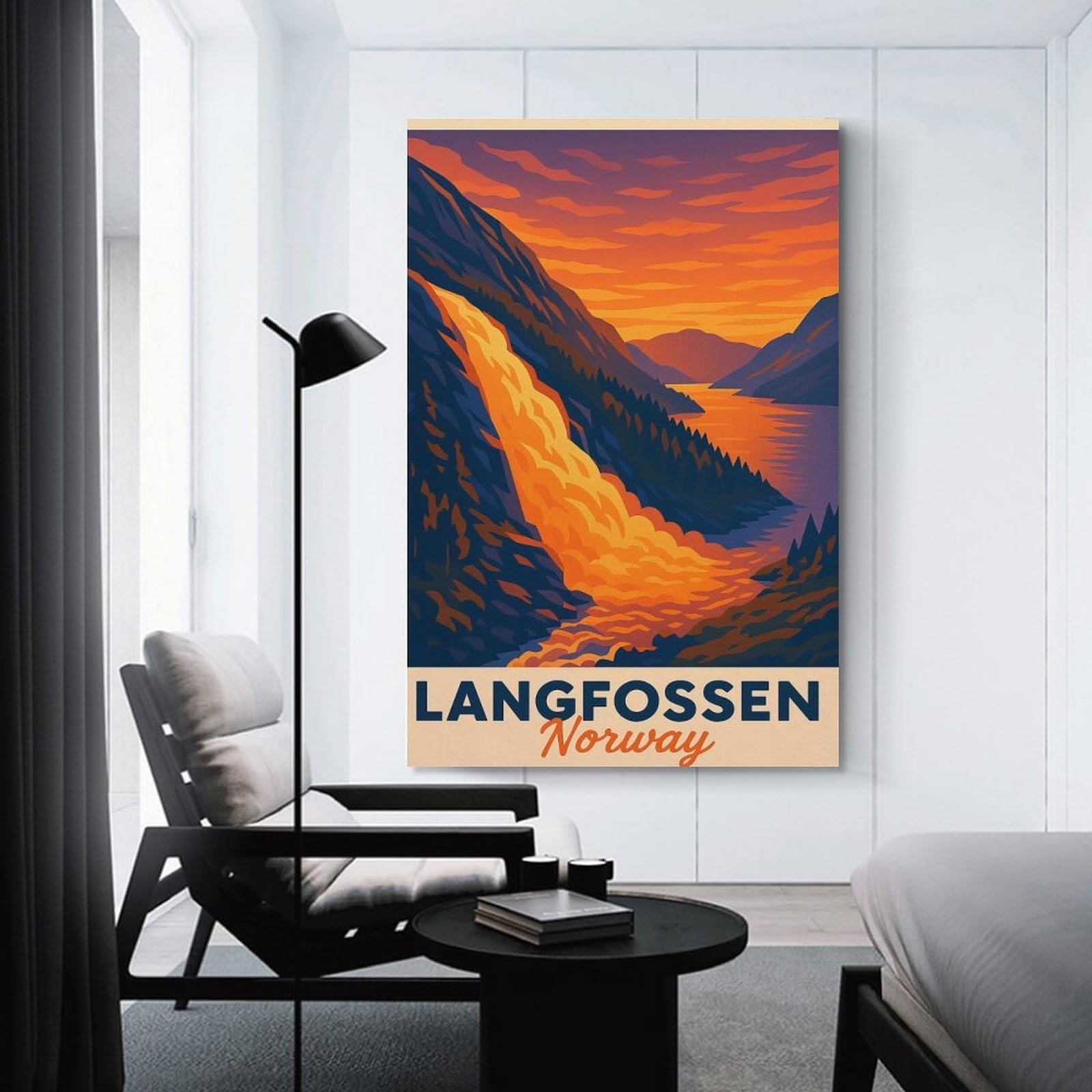 Junmoney Room Decor Wall Art Langfossen Norway Travel, 12x18inch(30x45cm), for Gallery Wall Layouts in Home Or Office, Home Wall Art for Statement Displays