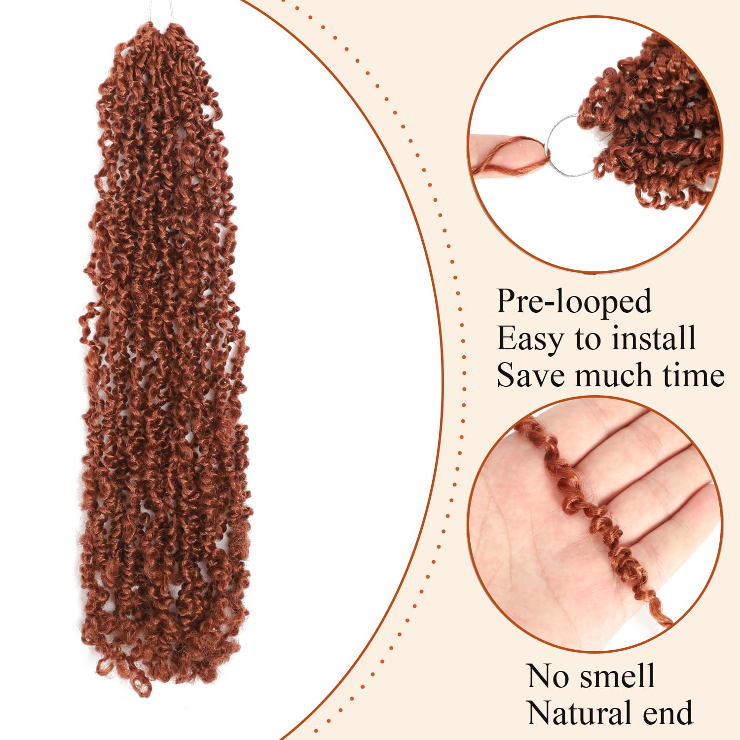 10 Packs Yanky Twist Crochet Hair 16 Inch Pre-twisted Natural Black Kinky Mini Spring Small Curly Senegalese Twist Braids Yankee (350#(Ginger Red) - Image 3