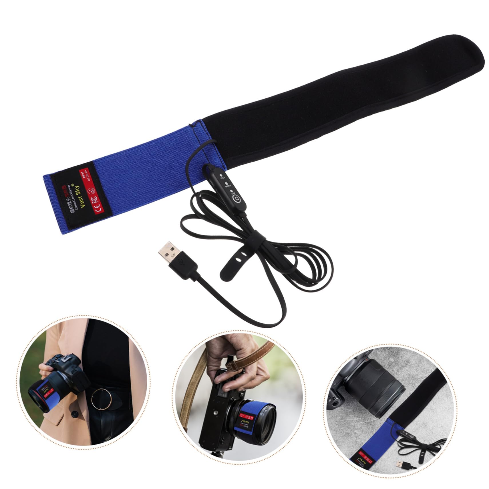 Chauffe-Objectif USB Réglable pour Appareil Photo Et Bande Anti-Condensation à Trois De Température pour Photographie Et pour Diamètre