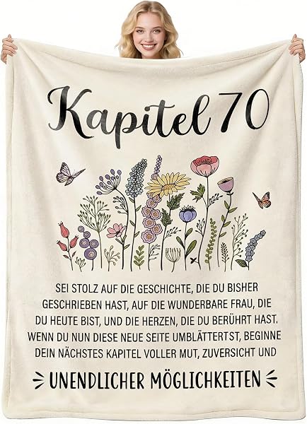Geschenke zum 70. Geburtstag für Frauen, Flanell-Wohndecke 130 x 150cm, Geschenk für eine 70-jährige Frau, Geschenk für Sie aus dem Jahr 1956, Geburtstagsgeschenke für Damen, Mama, Oma, Ehefrau - 1