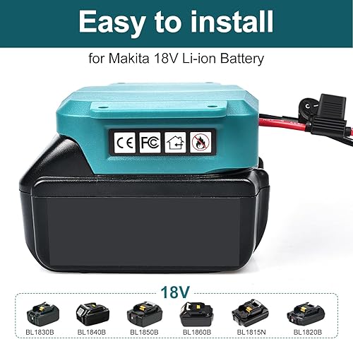 Miniatura 2 de Adaptador de batería de rueda eléctrica para Makita 18V LXT batería con fusible e interruptor conector 14 AWG para BL1850B, BL1860B, BL1830B,