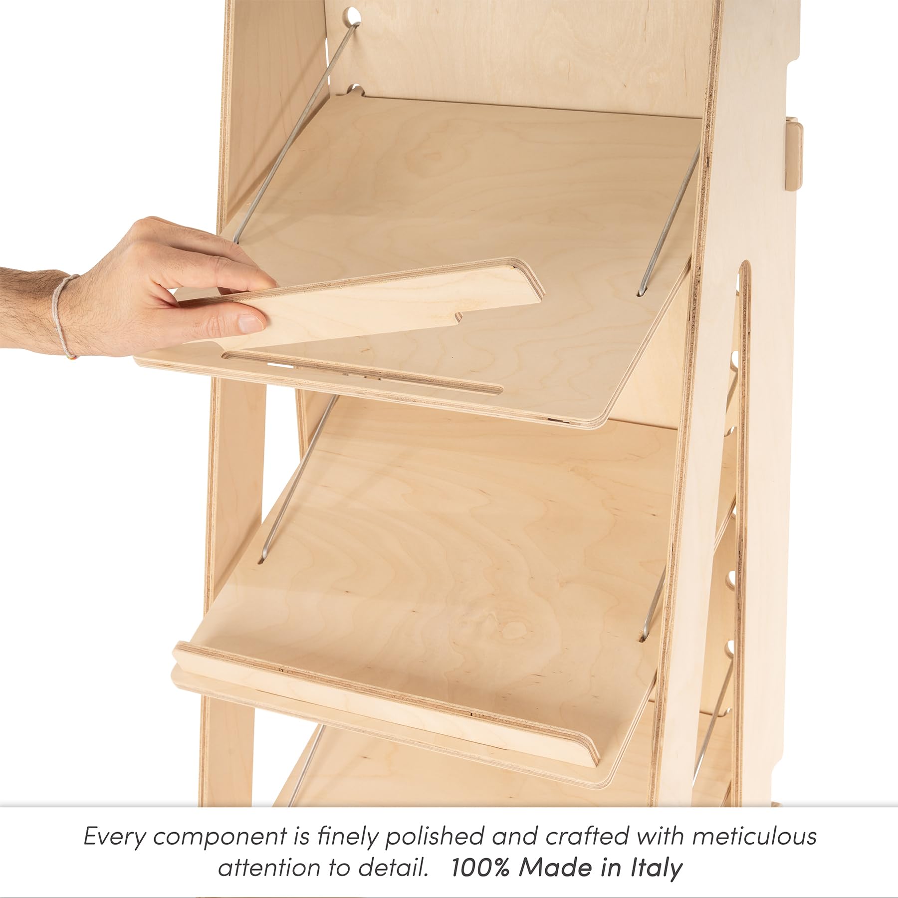 Espositore in Legno, da Terra, Regolabile, Inclinazione e Altezza Ripiani Variabile, Espositori per Negozi, Alimentari, Farmacie, Cartolerie, Ferramenta, Librerie (Adapti - L.40cm)