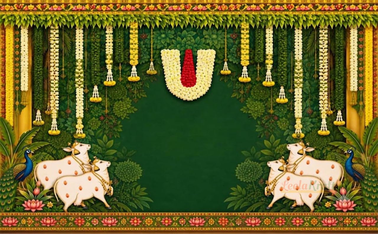 Namalu Backdrop Cloth (5x8 Feet) | Traditional Pooja Decoration Background Curtain | for Festivals, Functions, Ceremonies & Home Décor-image-35