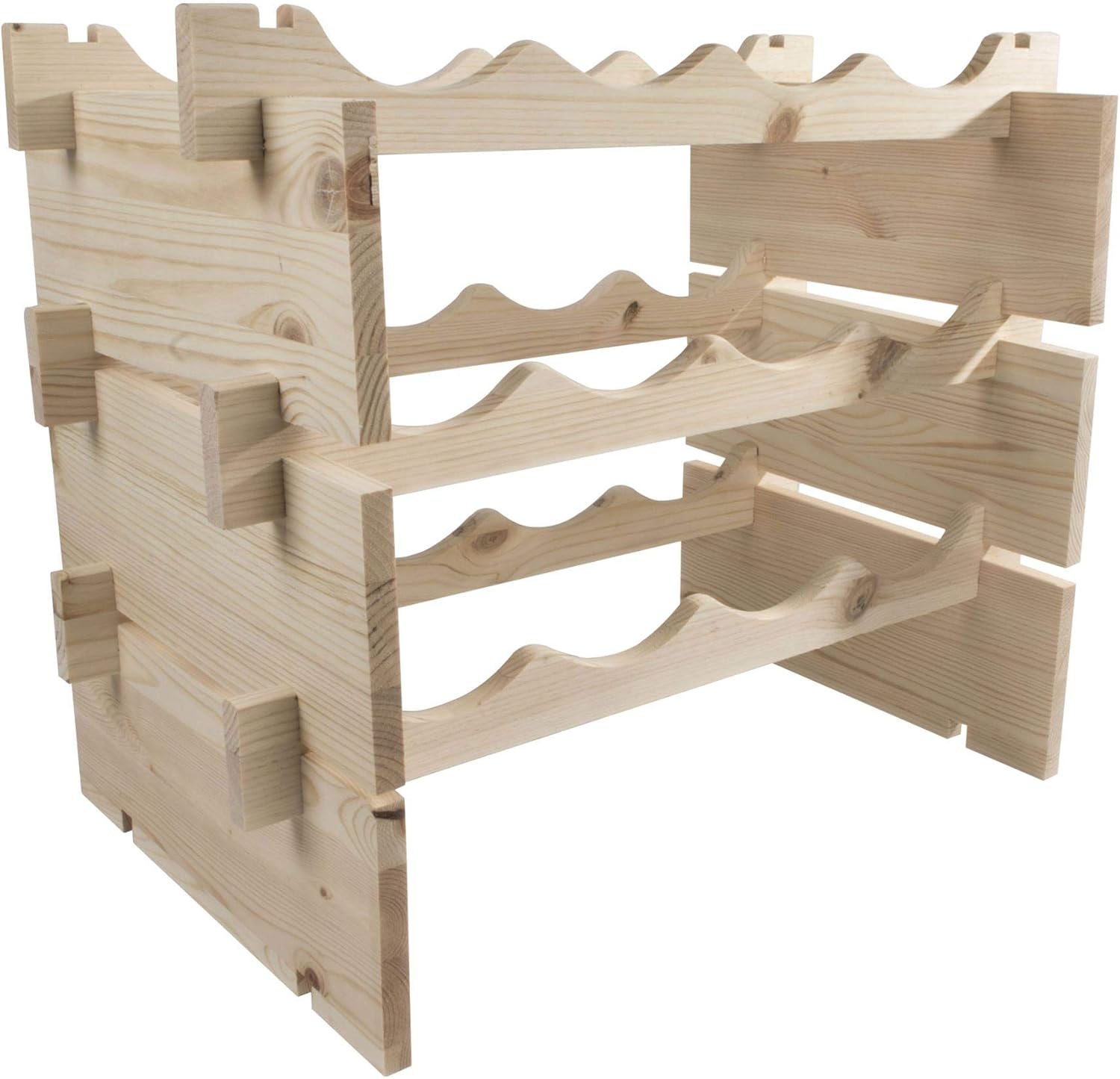 Freestanding Modular Wooden Wine Rack 12 Bottle Capacity 50 x 32 x