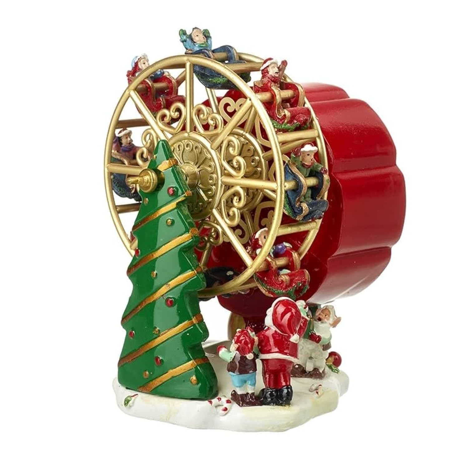 Heaven Sends Red Spinning Santa Ferris Wheel 14Cm Music Box Sculpture