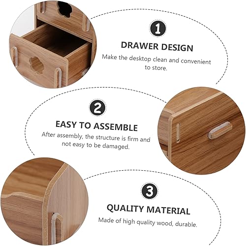 Miniatura 2 de STOBAZA Caja de almacenamiento de madera, cajones de almacenamiento, cajones de almacenamiento de maquillaje, contenedores de escritorio,