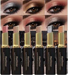 Juego de 6 sombras de ojos con purpurina en b...