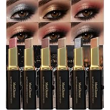 6Pcs Two-Color Waterproof Eyeshadow Stick Shimmery Eye Shadow Set | Glitter Gradient Eyeshadow Pen Smooth Texture Retractable Design Portable for Travel Makeup