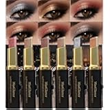 MooGlamor 6 Pcs Glitter Eye Shadow Stick Shimmer Eye Shadow Set with Two-Color Gradient and Waterproof Eyeshadow Pen for Long Lasting Eye Makeup Gift