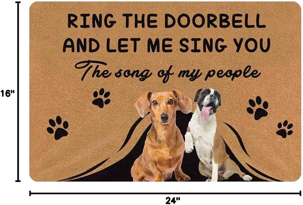 Custom Mat, Ring the Doorbell and Let Me Sing You the Song of My People Personalized Dog Image Printed Doormat Door Mat Rug Welcome Indoor Outdoor Decor Entrance Mat Floor Mat Rug 24x16 Inches